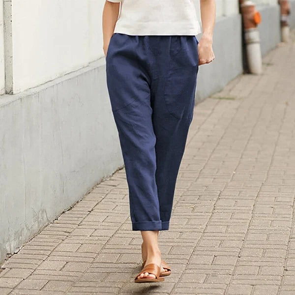 Damen Leinen-Baumwollhose – Weite Sommerhose mit Komfort & Stil