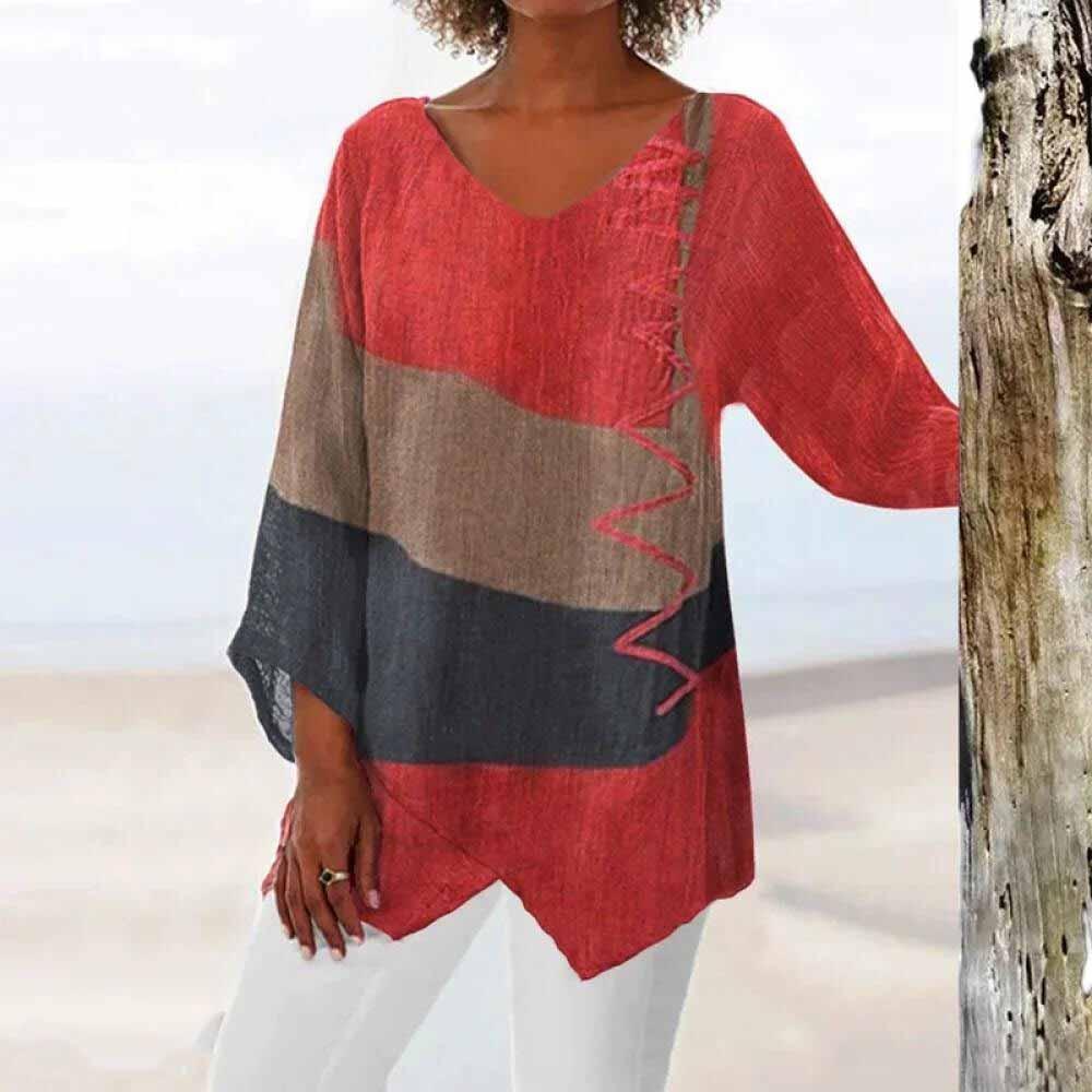 Damenbluse mit Dreifarb-Design – Elegant, Modern & Vielseitig