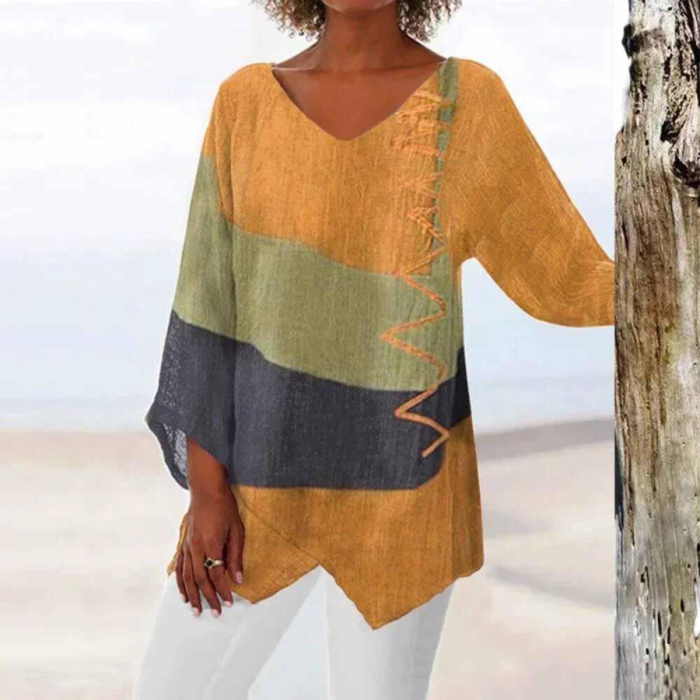Damenbluse mit Dreifarb-Design – Elegant, Modern & Vielseitig