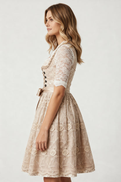 Dirndl Elegance | Traditionelles Deutsches Dirndlkleid mit Schnürmieder & Spitzenbluse