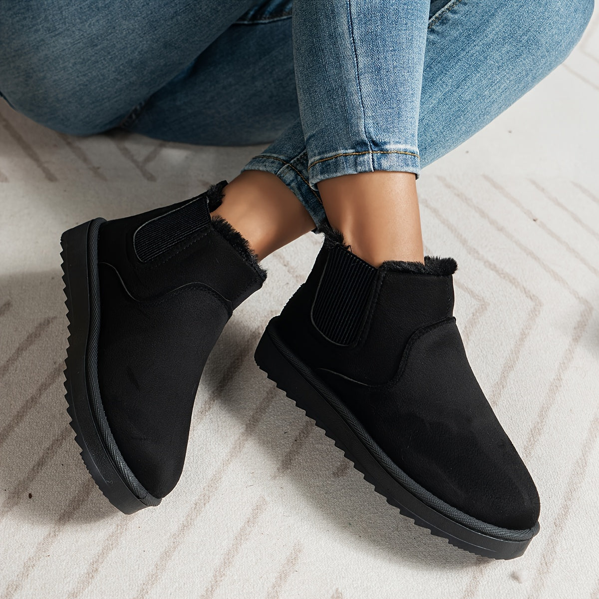 Cedoria | Damen Winterstiefel Slip-On mit Elastischen Seitenteilen & Warmem Innenfutter