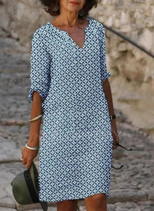 Leichtes Sommerkleid mit Allover-Muster – Zeitlos, Komfortabel & Vielseitig