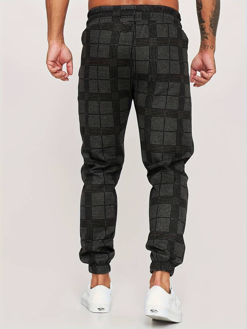 Henry | Herren Jogginghose mit Karomuster | Bequeme Freizeithose mit Kordelzug