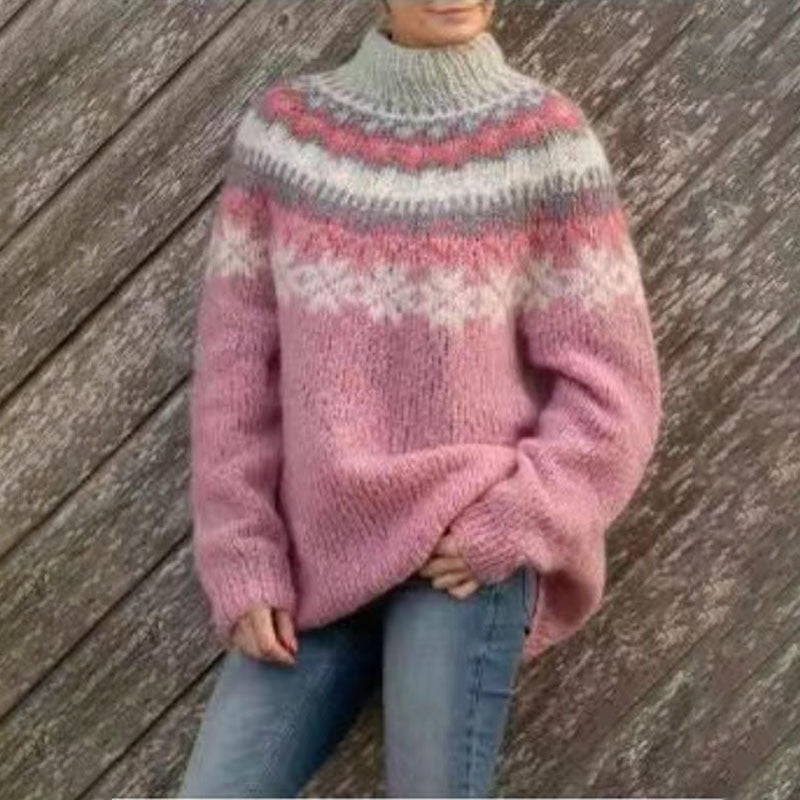 Warmer Norwegerpullover Damen Rundhals | Klassischer Strick für Winter & Alltag