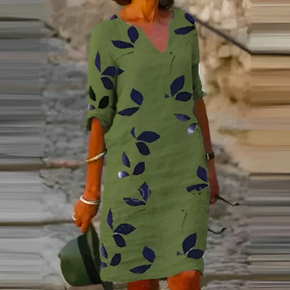 Leichtes Sommerkleid mit V-Ausschnitt – Natürlich, Komfortabel & Vielseitig