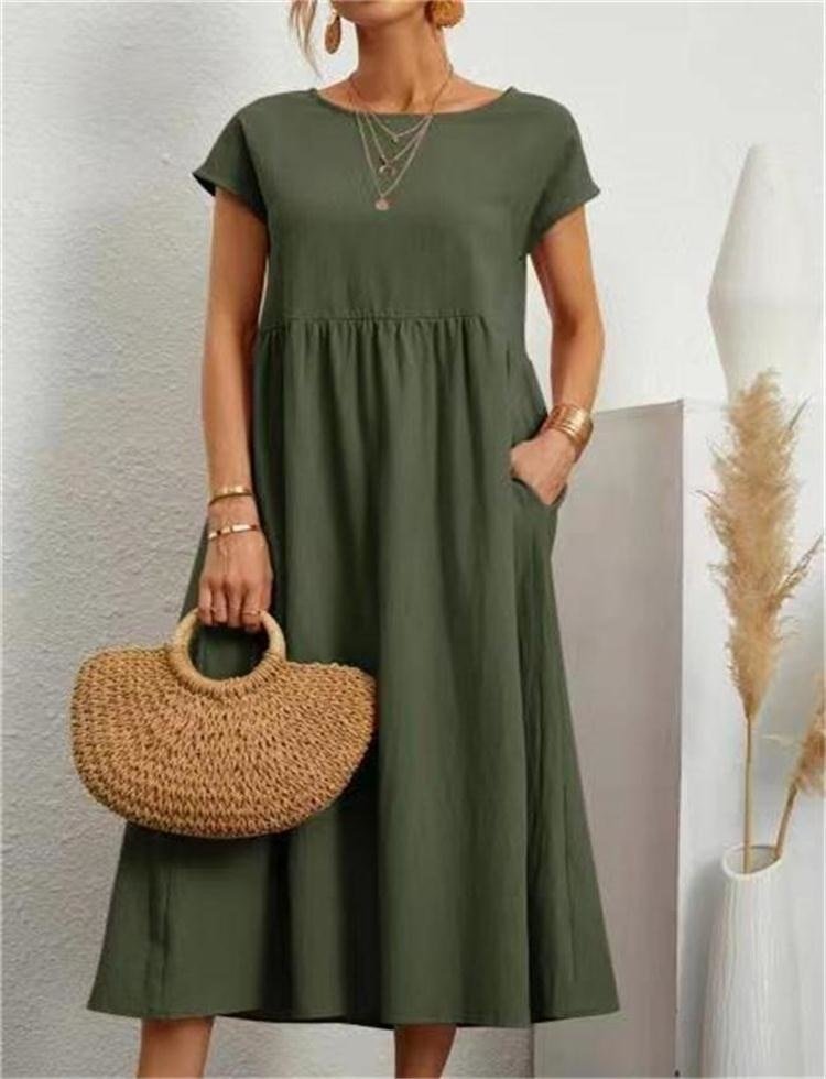 Luftiges Sommerkleid mit Rundhalsausschnitt – Lässig, Feminin & Komfortabel