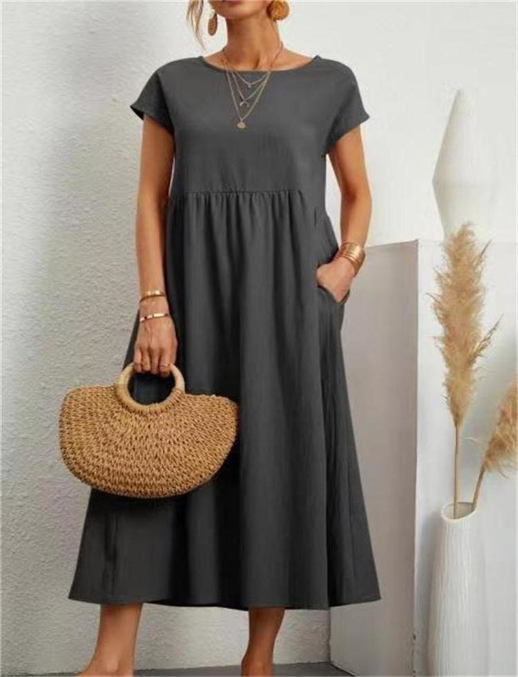 Luftiges Sommerkleid mit Rundhalsausschnitt – Lässig, Feminin & Komfortabel