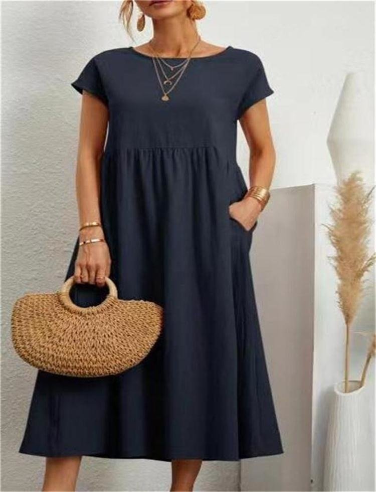 Luftiges Sommerkleid mit Rundhalsausschnitt – Lässig, Feminin & Komfortabel