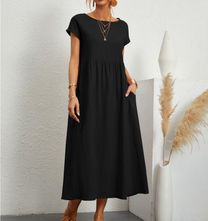 Luftiges Sommerkleid mit Rundhalsausschnitt – Lässig, Feminin & Komfortabel