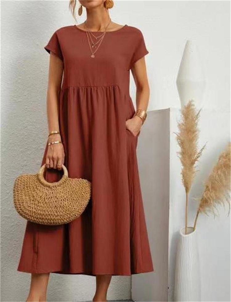 Luftiges Sommerkleid mit Rundhalsausschnitt – Lässig, Feminin & Komfortabel