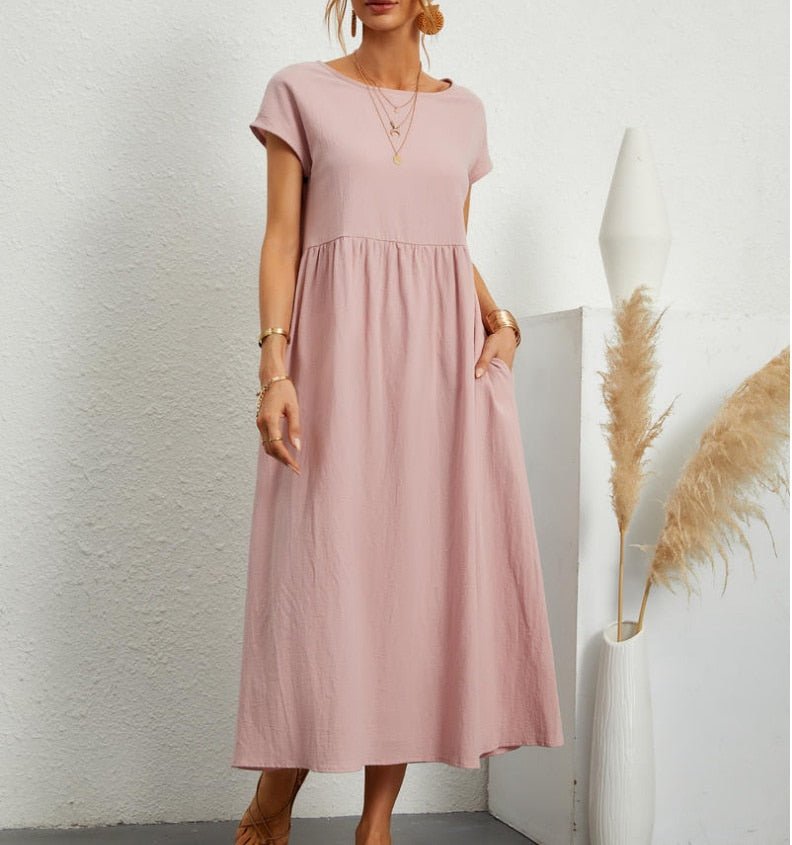 Luftiges Sommerkleid mit Rundhalsausschnitt – Lässig, Feminin & Komfortabel