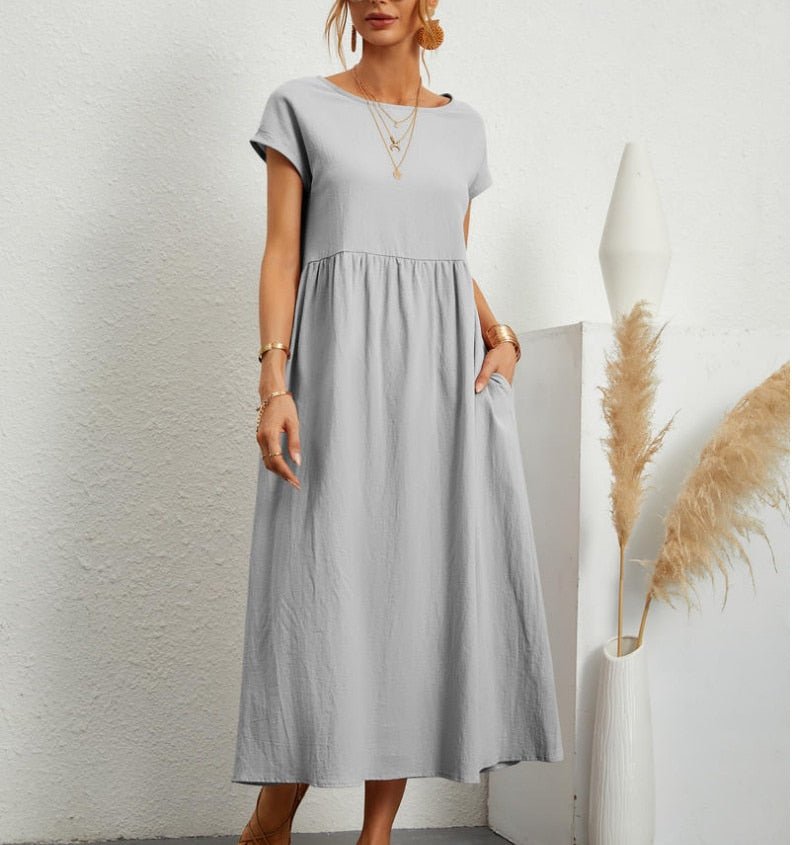 Luftiges Sommerkleid mit Rundhalsausschnitt – Lässig, Feminin & Komfortabel