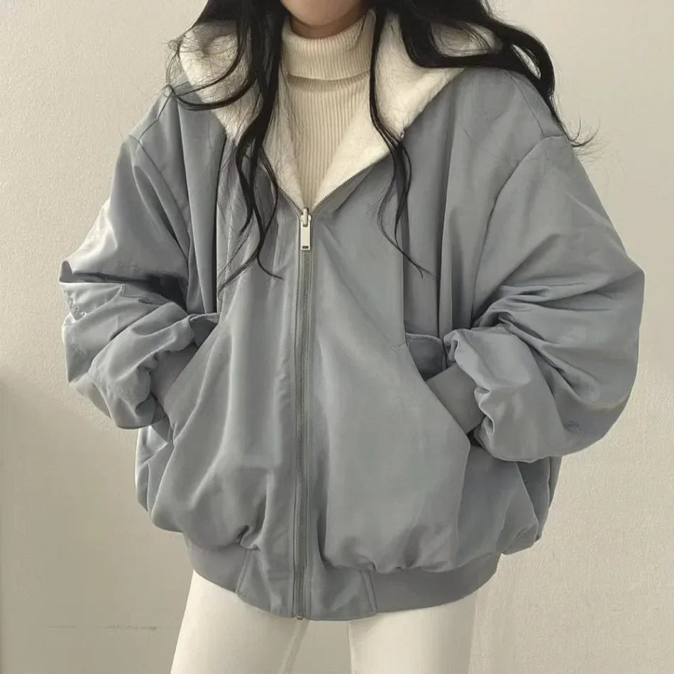 Damen Winterjacke Oversize | Kuschelige Jacke mit Fleece-Innenfutter