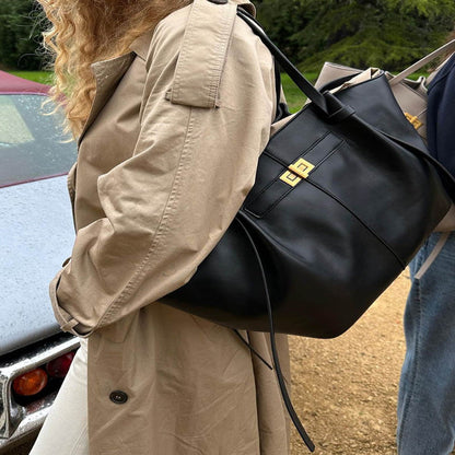 Damen Umhängetasche mit Drehverschluss – Geräumige Handtasche für Alltag, Arbeit und City-Looks