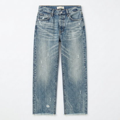 Damen Jeans | Gerade Jeans mit ausgefranstem Saum und lässiger Waschung