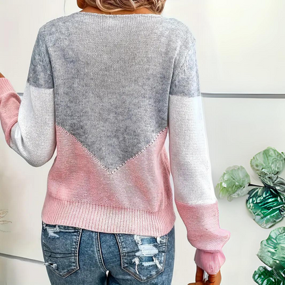 Damen Pullover | Farbblock-Design mit lockerer Passform und Rundhalsausschnitt