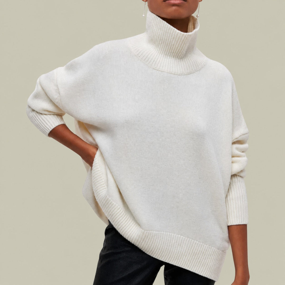 Damen Rollkragenpullover | Oversized mit lockerer Passform und Rippenbündchen