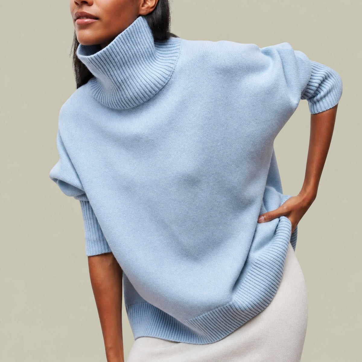 Damen Rollkragenpullover | Oversized mit lockerer Passform und Rippenbündchen