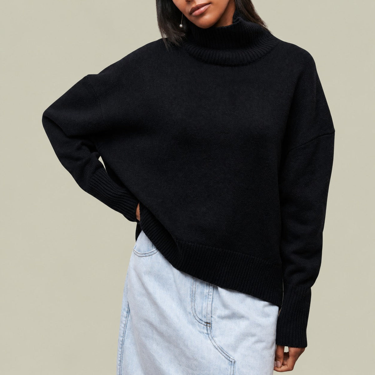 Damen Rollkragenpullover | Oversized mit lockerer Passform und Rippenbündchen