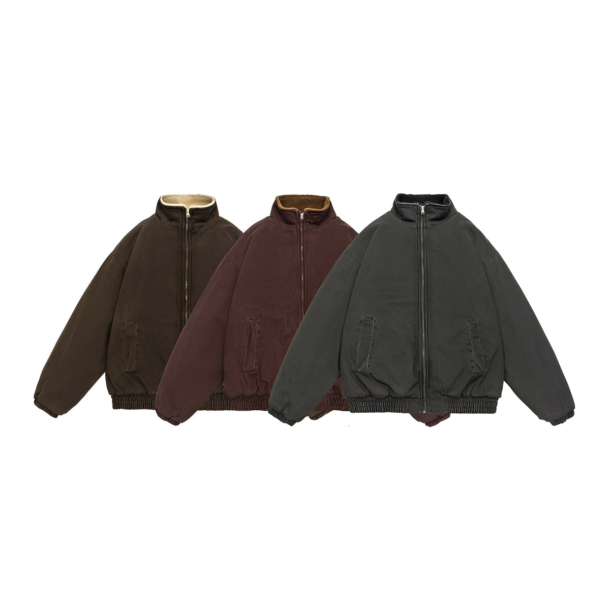 Herren Freizeitjacke | Oversized mit Stehkragen und Reißverschluss