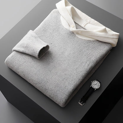 Herren Hoodie | Regular Fit mit Kontrastkragen und Knopfleiste