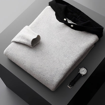 Herren Hoodie | Regular Fit mit Kontrastkragen und Knopfleiste