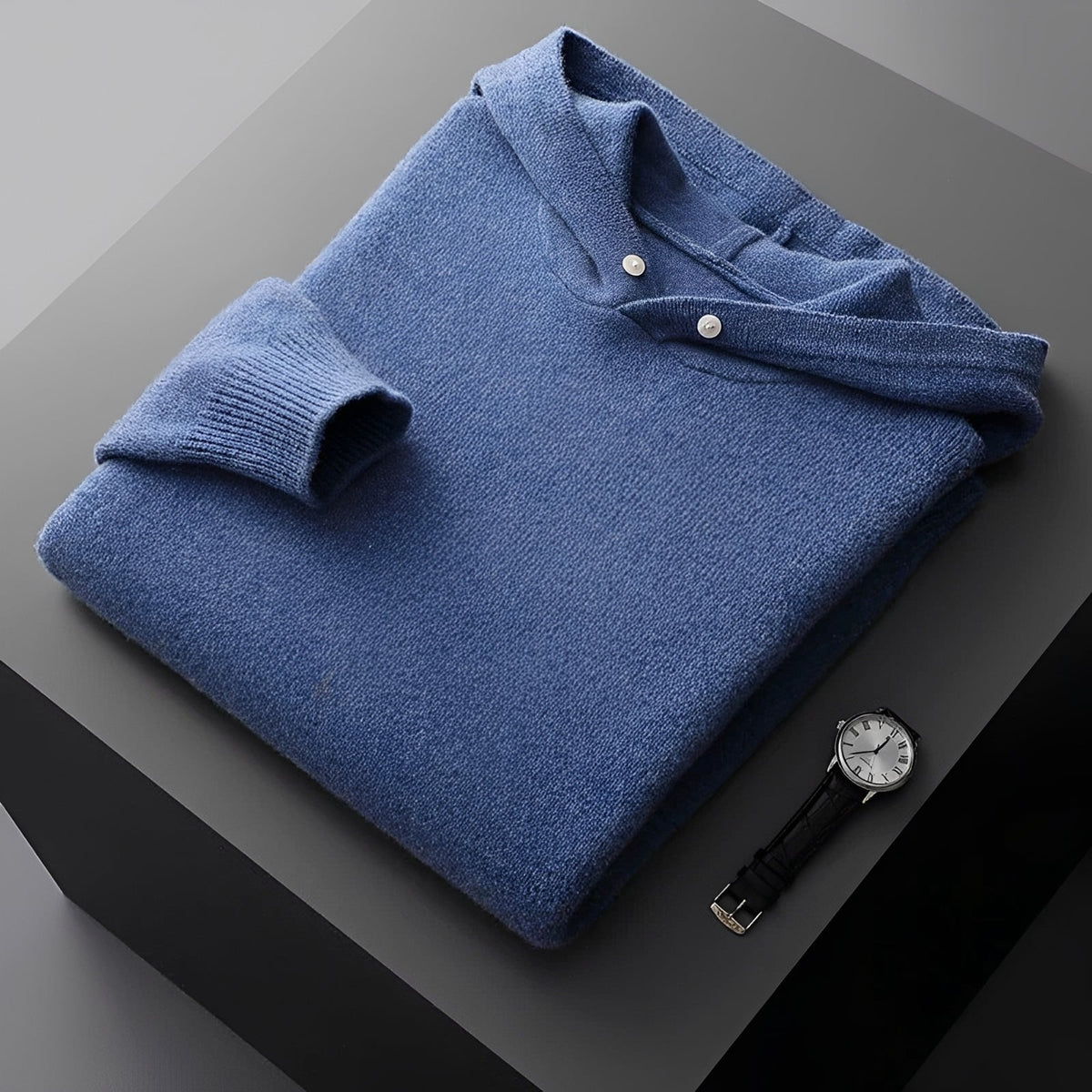 Herren Hoodie | Regular Fit mit Kontrastkragen und Knopfleiste