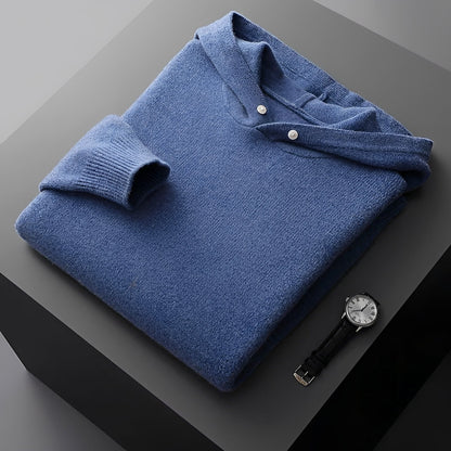 Herren Hoodie | Regular Fit mit Kontrastkragen und Knopfleiste