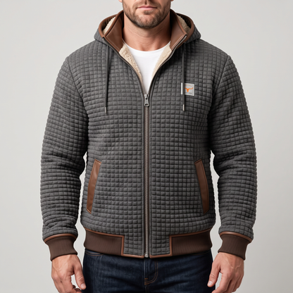 Herren Steppjacke | Gefütterte Kapuzenjacke mit Reißverschluss