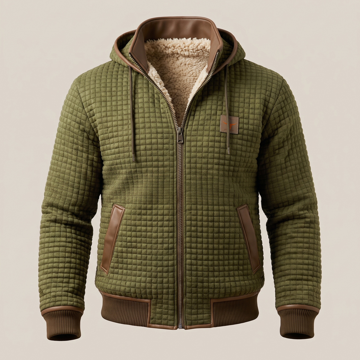 Herren Steppjacke | Gefütterte Kapuzenjacke mit Reißverschluss