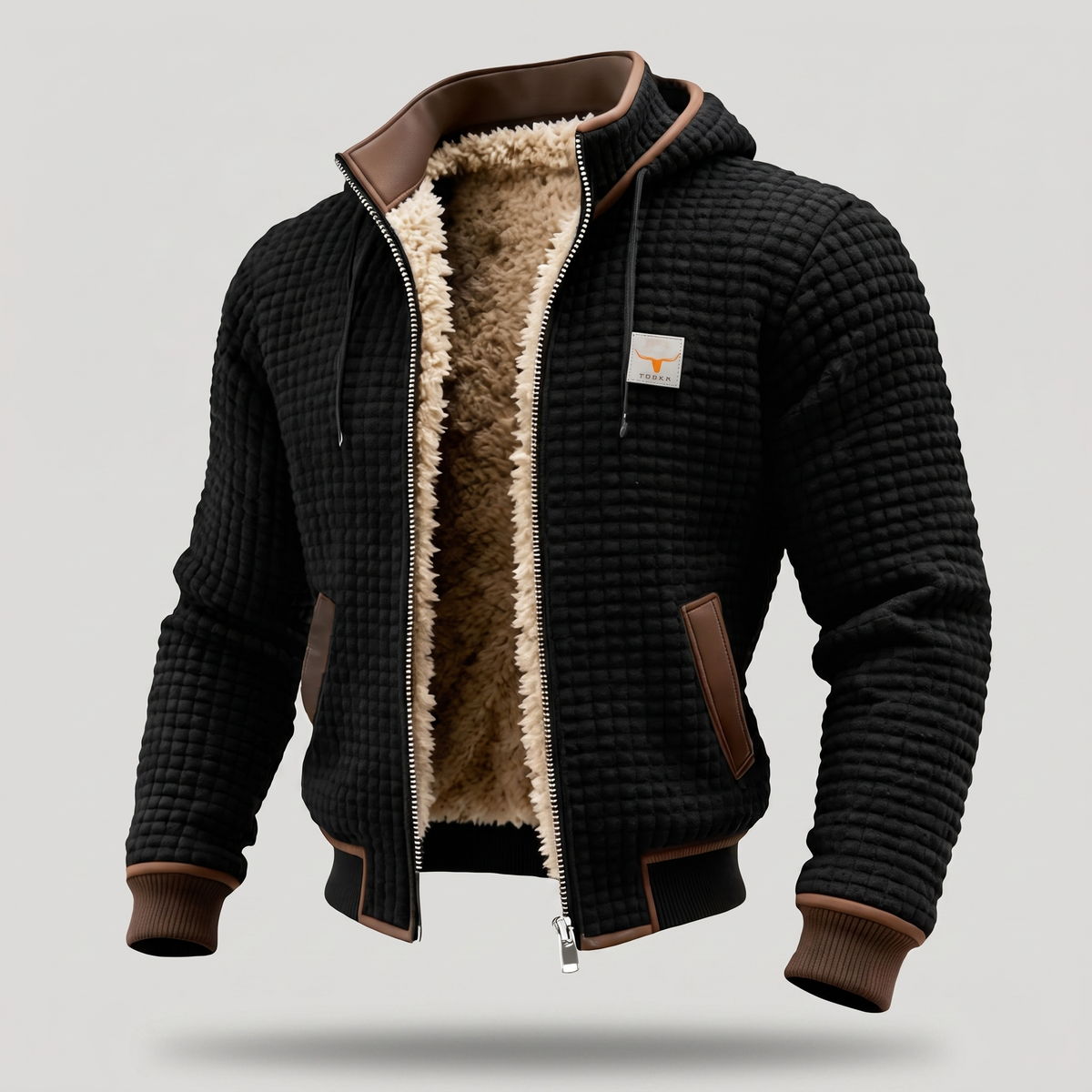 Herren Steppjacke | Gefütterte Kapuzenjacke mit Reißverschluss