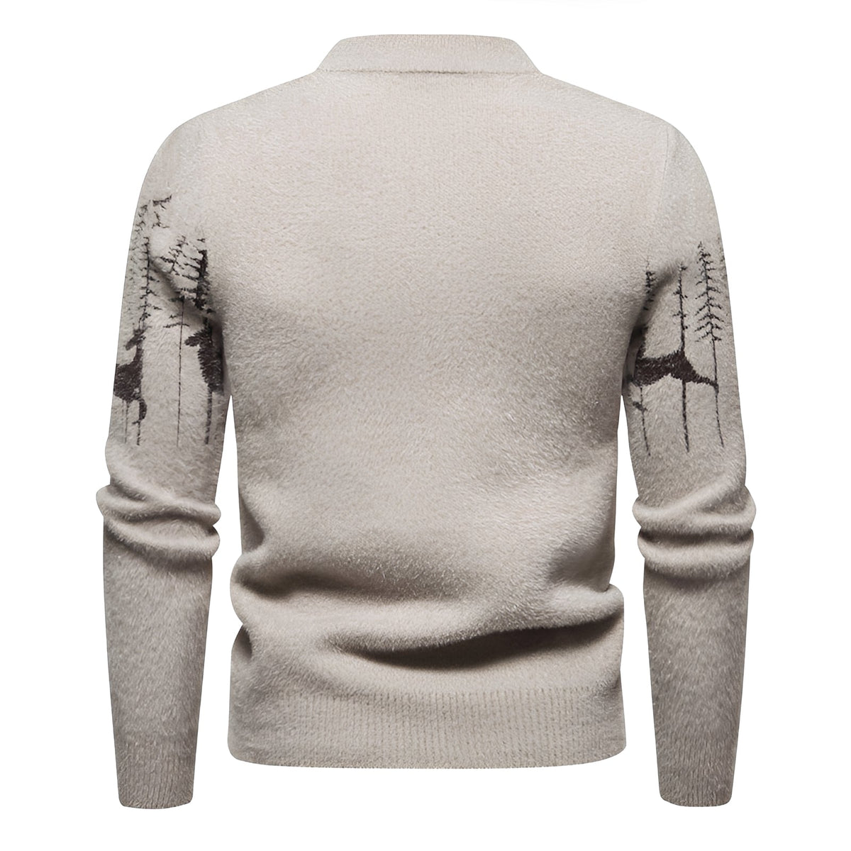 Herren Weihnachtspullover | Hirsch- und Waldmotiv mit Rundhalsausschnitt