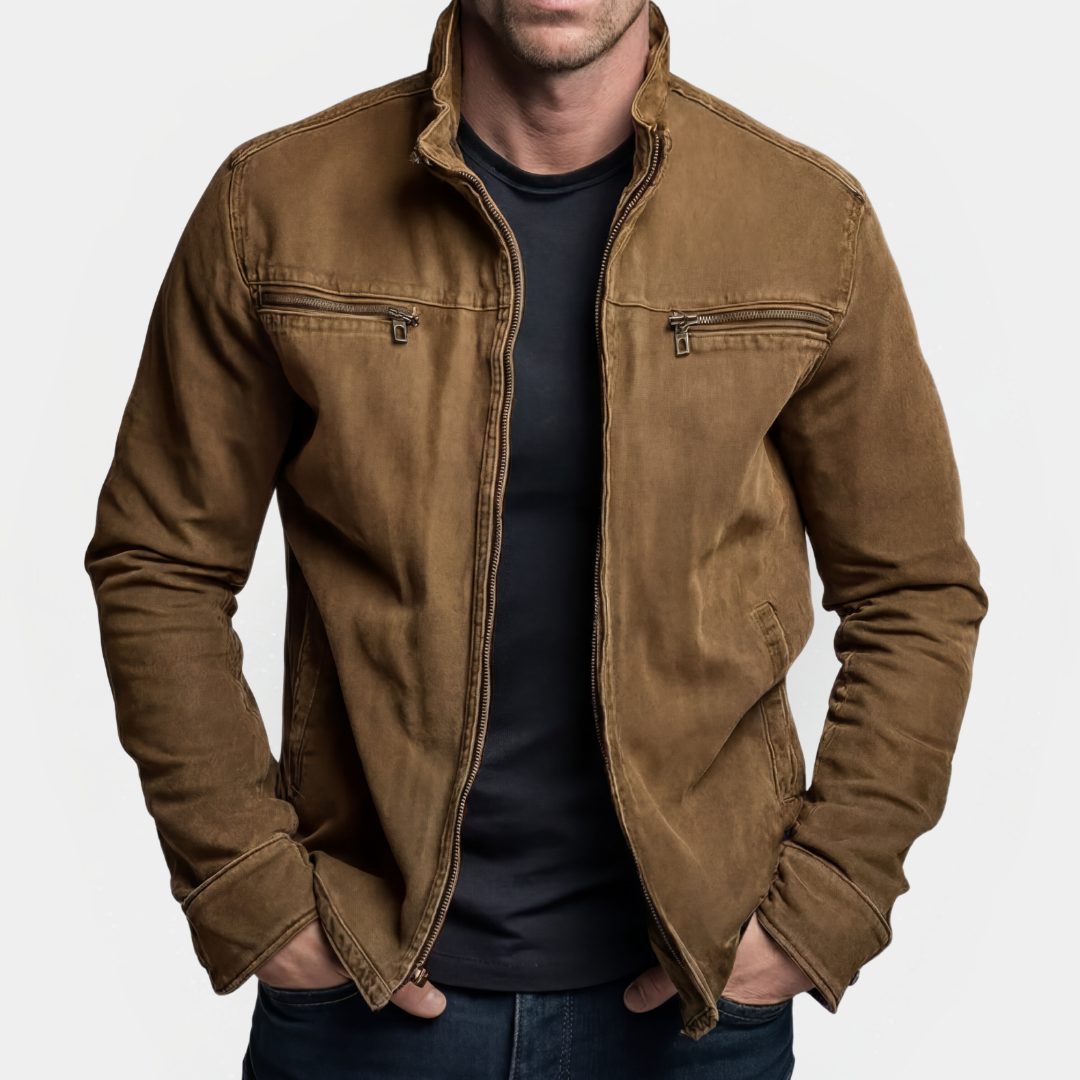 Herren Reißjacke | Moderne Jacke mit Stehkragen und Doppelbrusttaschen