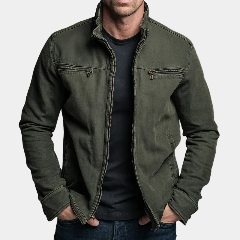 Herren Reißjacke | Moderne Jacke mit Stehkragen und Doppelbrusttaschen
