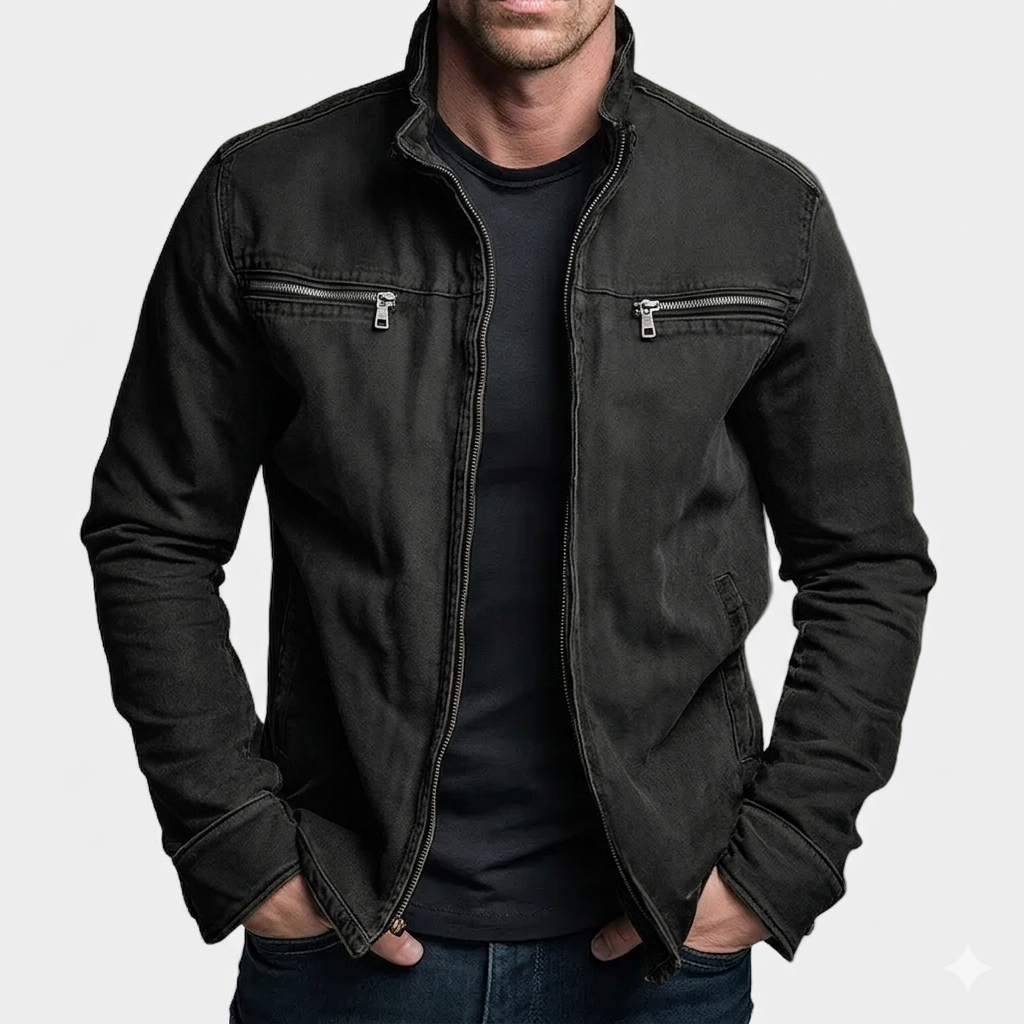Herren Reißjacke | Moderne Jacke mit Stehkragen und Doppelbrusttaschen