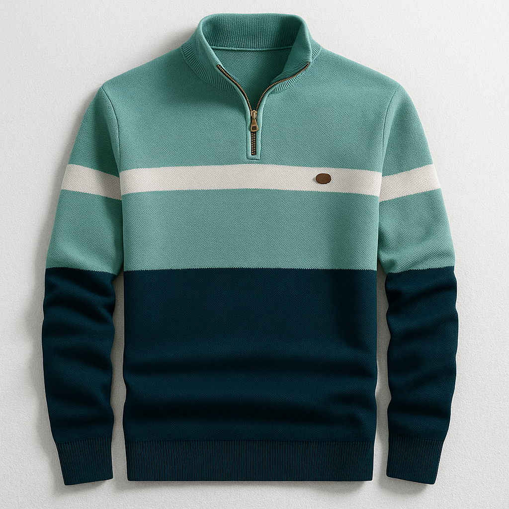 Herren-Halbzippullover mit Zeitlosem Blockstreifen-Design | Warm, Modern & Vielseitig für Jeden Tag