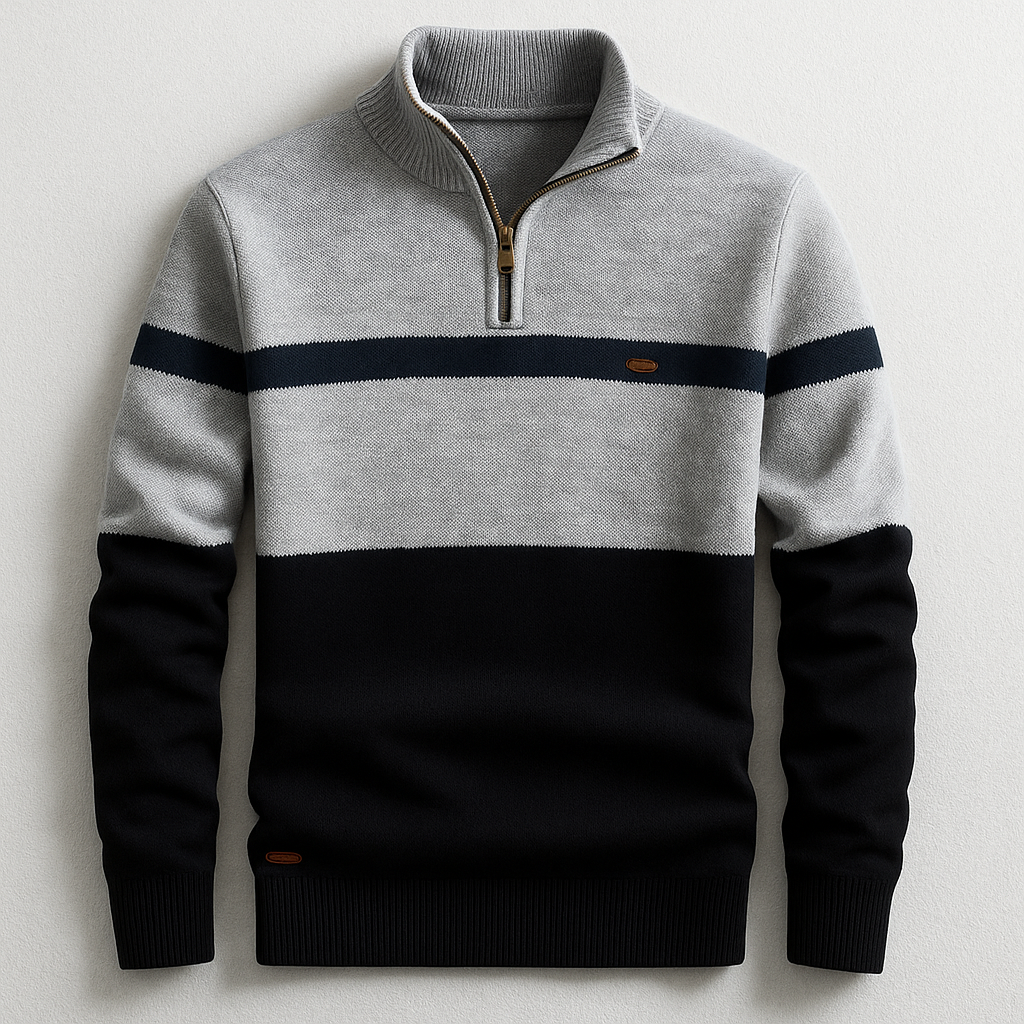 Herren-Halbzippullover mit Zeitlosem Blockstreifen-Design | Warm, Modern & Vielseitig für Jeden Tag