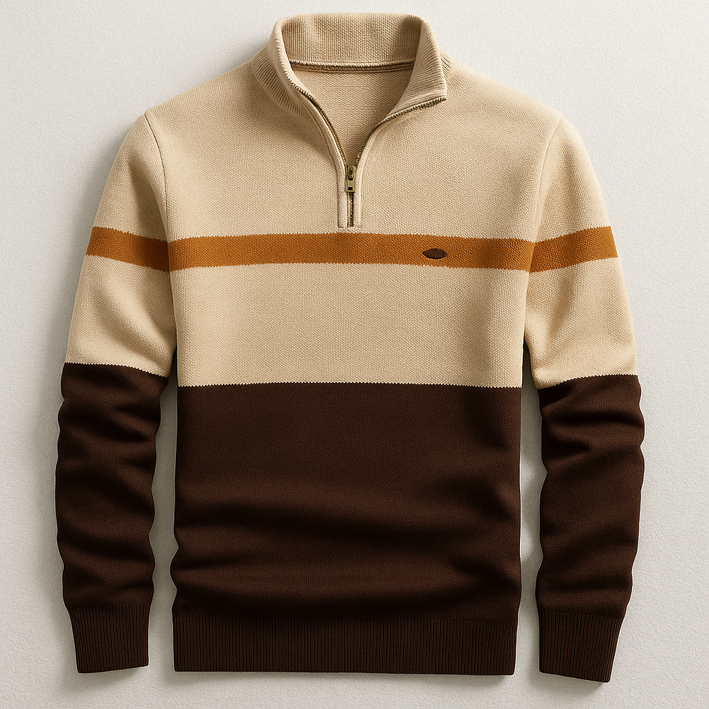 Herren-Halbzippullover mit Zeitlosem Blockstreifen-Design | Warm, Modern & Vielseitig für Jeden Tag