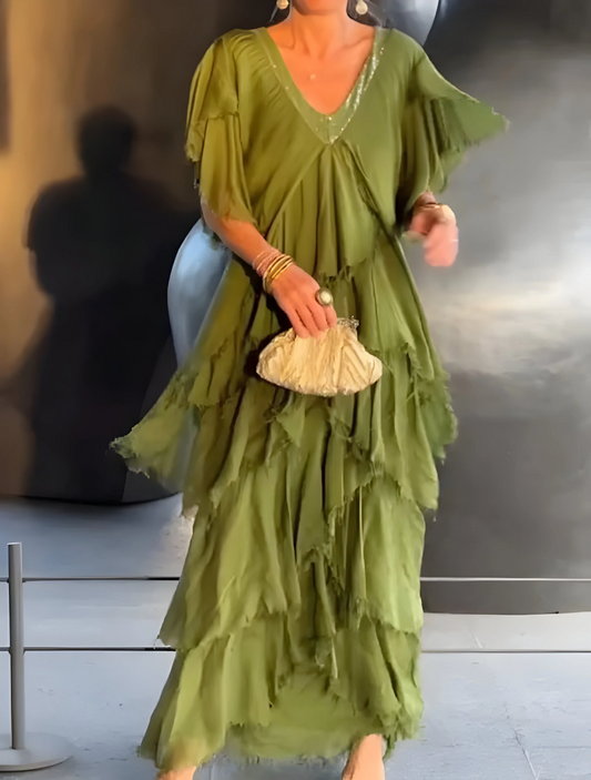 Plissee Kleid mit V-Ausschnitt – Elegant, Feminin & Zeitlos