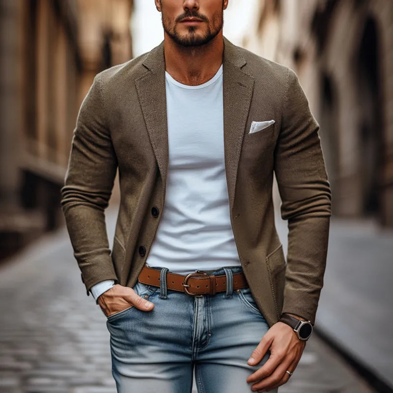 Callan | Herren Wildlederblazer in Braun | Eleganter Zweiknopf-Look
