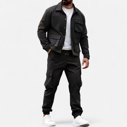 Holden | Herren Casual Workwear Set – Multi-Pocket Hemd & Jogger mit Kordelzug