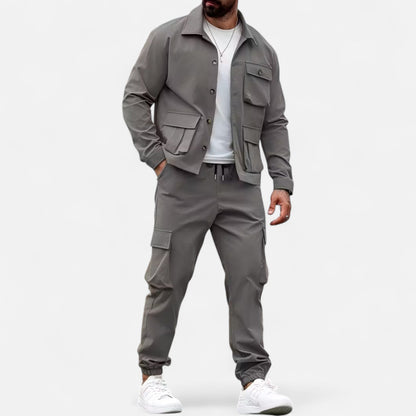 Holden | Herren Casual Workwear Set – Multi-Pocket Hemd & Jogger mit Kordelzug