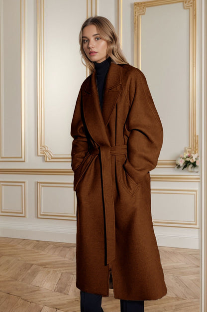 Inderra | Damen Trenchcoat in Midi-Länge mit Bindegürtel & Reverskragen