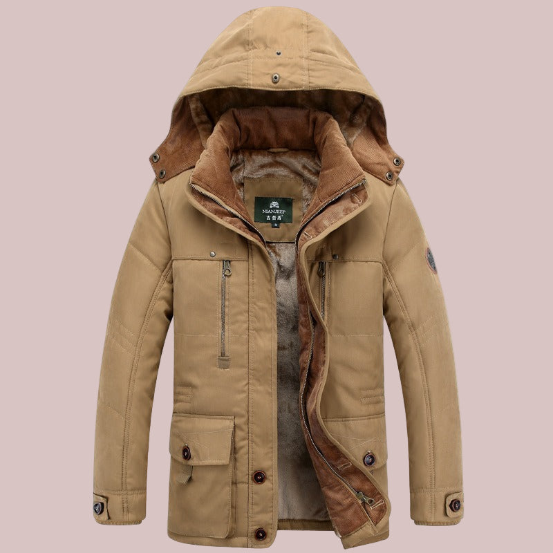 Naldric | Herren Parka Jacke, Mid-Length, gepolstert & isoliert mit Kapuze und praktischen Taschen