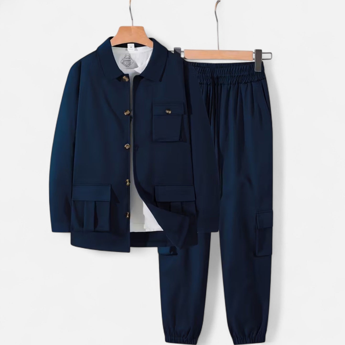 Holden | Herren Casual Workwear Set – Multi-Pocket Hemd & Jogger mit Kordelzug