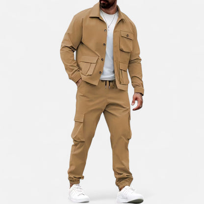 Holden | Herren Casual Workwear Set – Multi-Pocket Hemd & Jogger mit Kordelzug