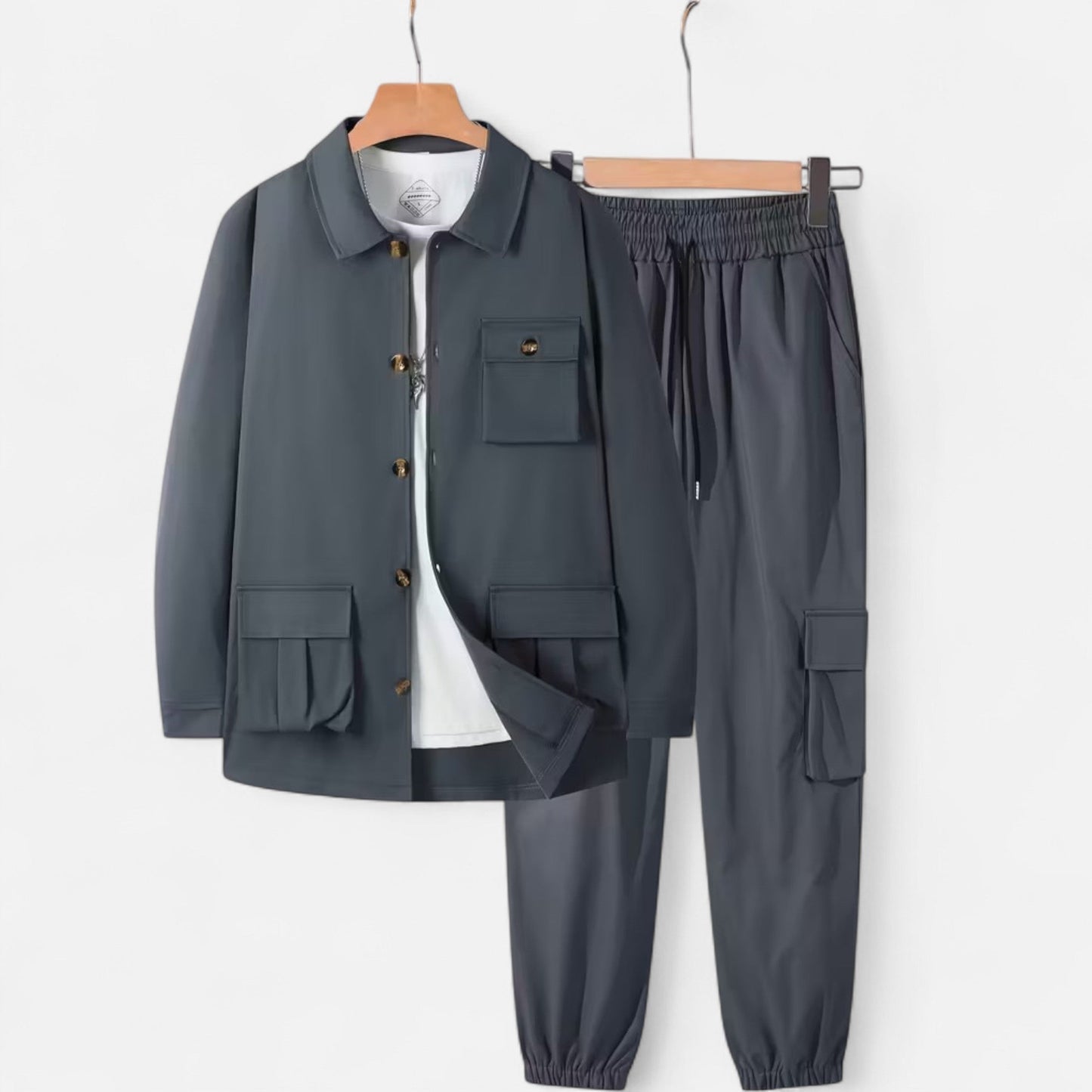Holden | Herren Casual Workwear Set – Multi-Pocket Hemd & Jogger mit Kordelzug