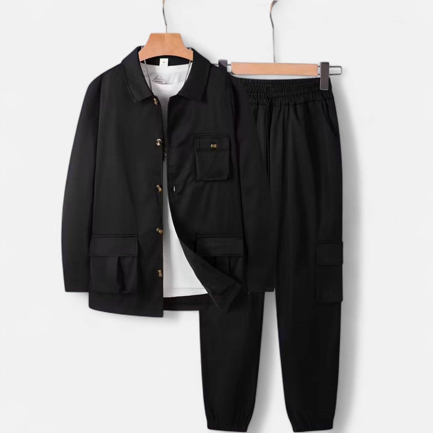 Holden | Herren Casual Workwear Set – Multi-Pocket Hemd & Jogger mit Kordelzug