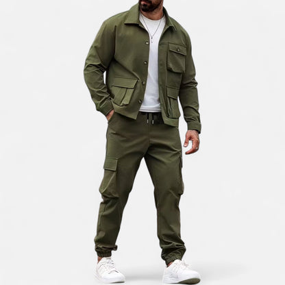 Holden | Herren Casual Workwear Set – Multi-Pocket Hemd & Jogger mit Kordelzug