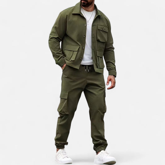 Holden | Herren Casual Workwear Set – Multi-Pocket Hemd & Jogger mit Kordelzug